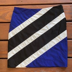 WHBM diagonal striped mini skirt